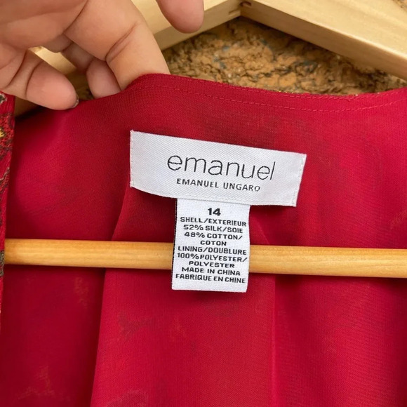 emanuel ungaro silk dress sz 14 - Picture 4 of 8